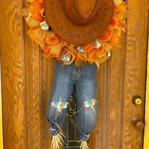 Cowboy scarecrow wreath